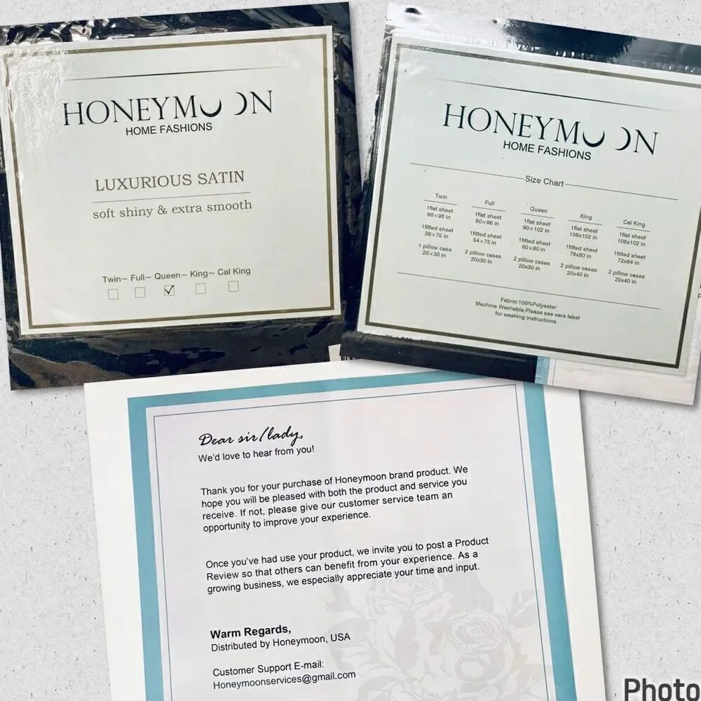 NWT Gorgeous Honeymoon Queen Black Luxury Soft Shiny Smooth Satin 4 pc Sheet Set